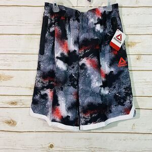 Reebok Boys Gray, Black & Red Splatter Athletic Basketball Shorts Size XXL/18